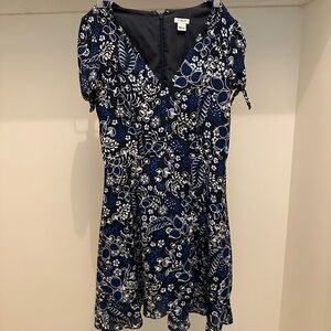 J. Crew Navy and White Patterned Mini Dress